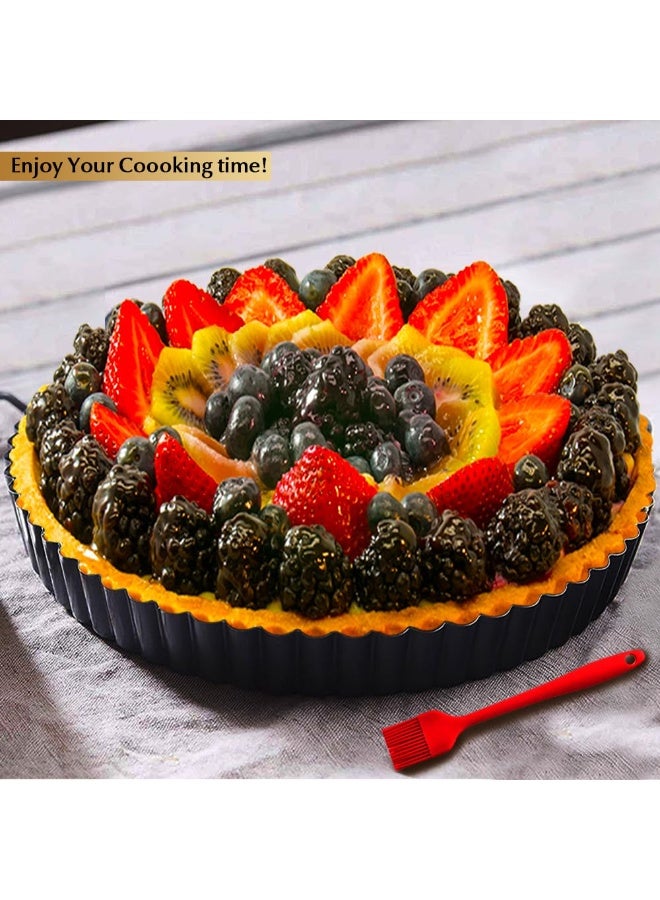 11 Inch Tart and Quiche Pan with Removable Bottom, Pie pans for baking, Non-stick Carbon Steel Quiche Pan for Pie, Mousse Cakes, Fruit and Desserts - Image 4